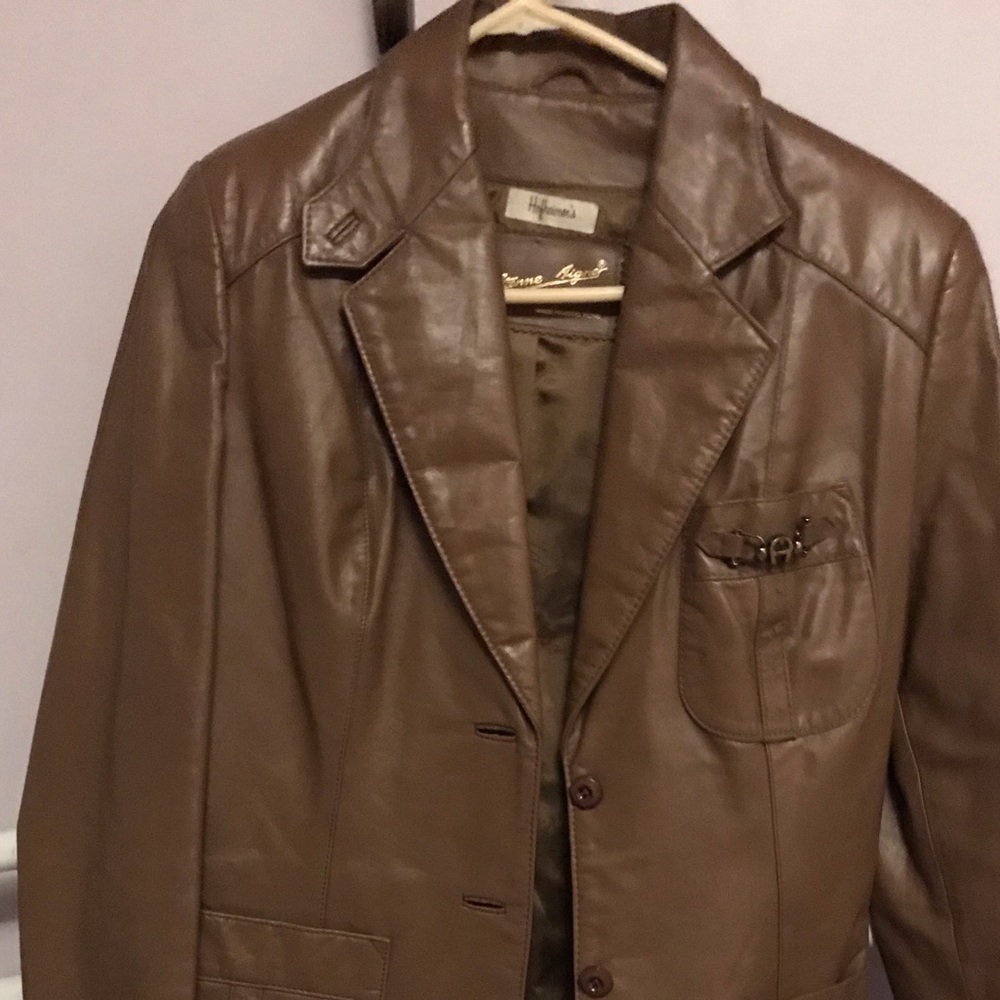 Etienne Aigner brown genuine leather jacket.